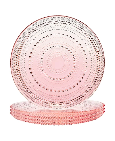 The Wine Savant Glass Hobnail Colored Plates, Set of 4