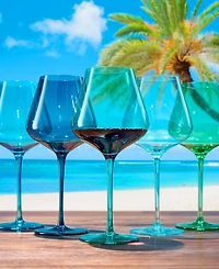 The Wine Savant Colors of Hawaii Beach Wine Glasses, Set of 5