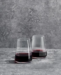 The Wine Savant Stemless German Design Ribbed Wine Glasses, Set of 2