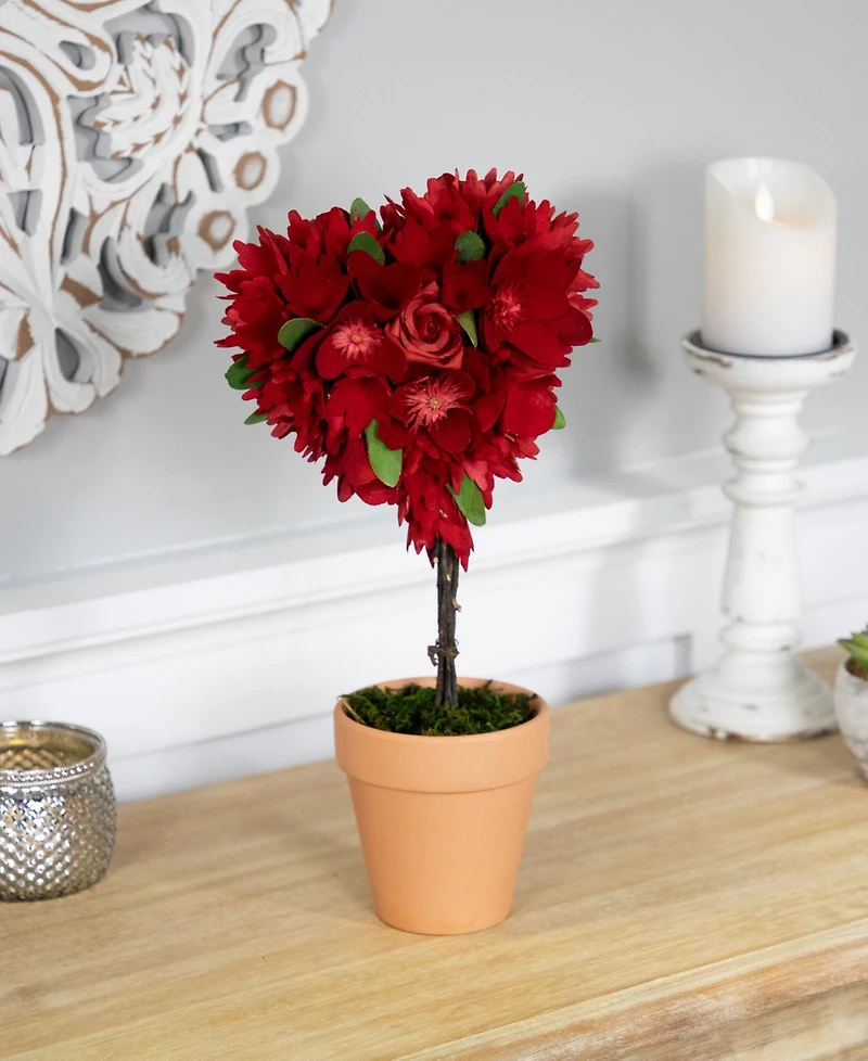 Northlight 14.5" Artificial Mixed Floral Valentine's Day Potted Topiary