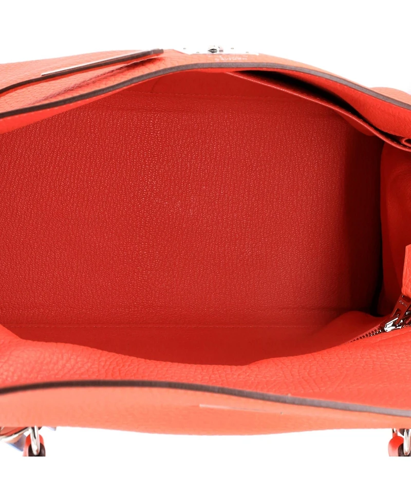 Pre-Owned HERMES Kelly 28 Handbag Red Clemence with Palladium Hardware
