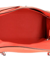 Pre-Owned HERMES Kelly 28 Handbag Red Clemence with Palladium Hardware
