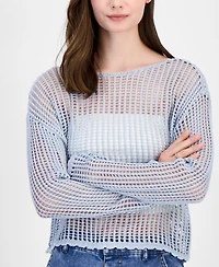 Ultra Flirt Juniors' Shimmer Open-Knit Sweater