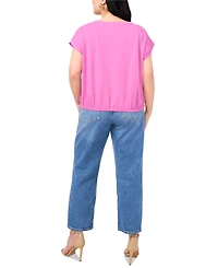 Vince Camuto Plus Size Elastic-Hem Cap-Sleeve Top