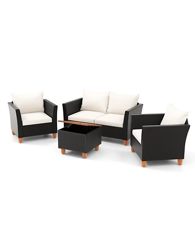 4 Piece Outdoor Conversation Set with Storage Coffee Table