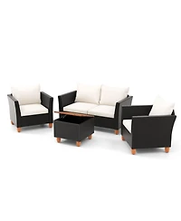4 Piece Outdoor Conversation Set with Storage Coffee Table