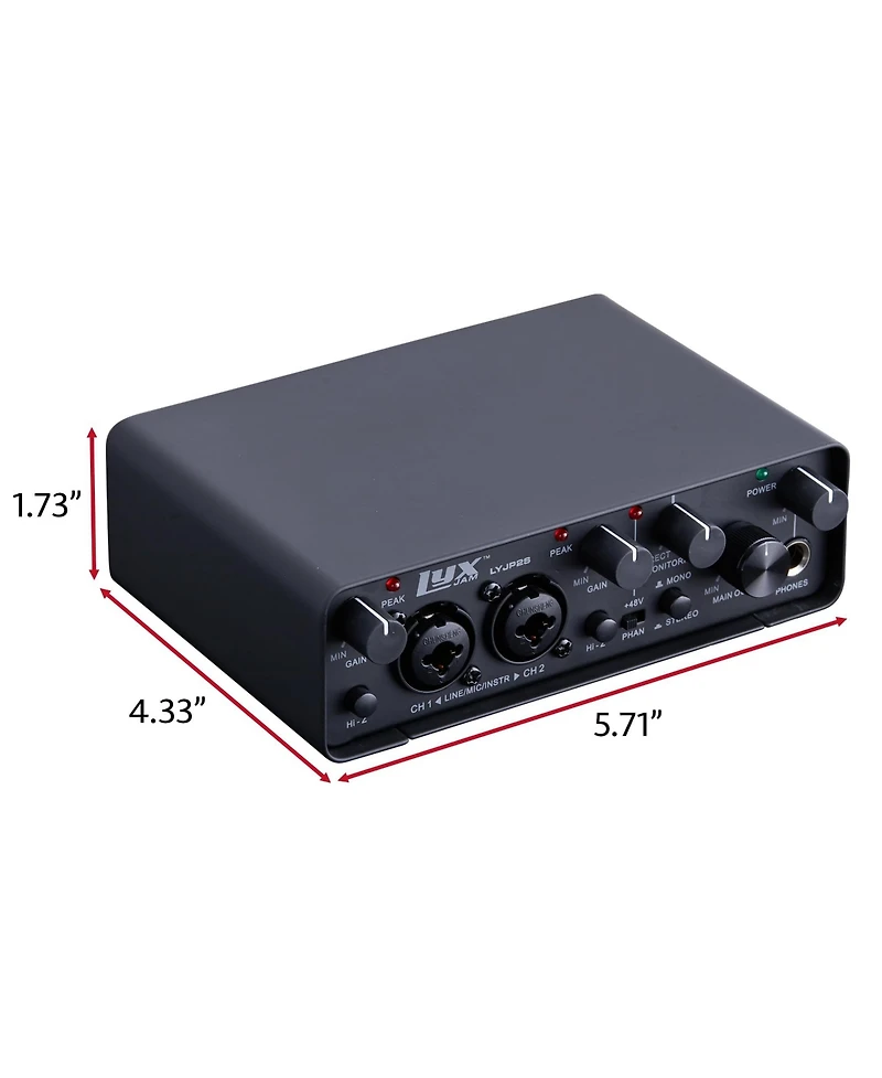LyxPro 2x2 Usb Audio Interface W/Driver, Software & Shield