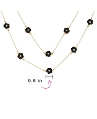 Bling Jewelry Fashion Enamel Flower Strand Necklace Gold Plated 36 Inch Crystal Accents