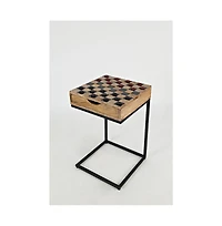 Jofran Global Archive Checkerboard C-Table, Natural Brown