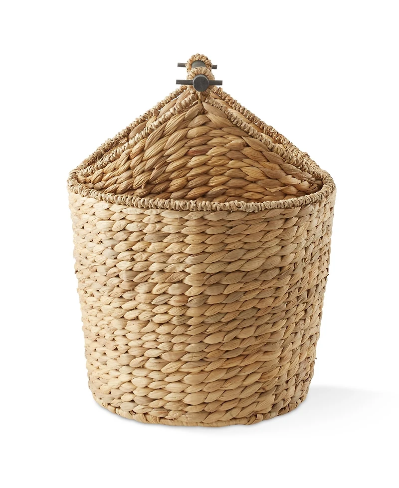 Casafield Toilet Paper Magazine Storage Basket with Roll Holder, Natural - Woven Water Hyacinth Wicker Bathroom Storage Bin