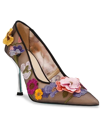 Betsey Johnson Women's Aimey Floral Applique Mesh Pumps