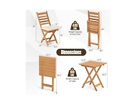 Folding Chair Table Set with Soft Seat Cushions and Table-White