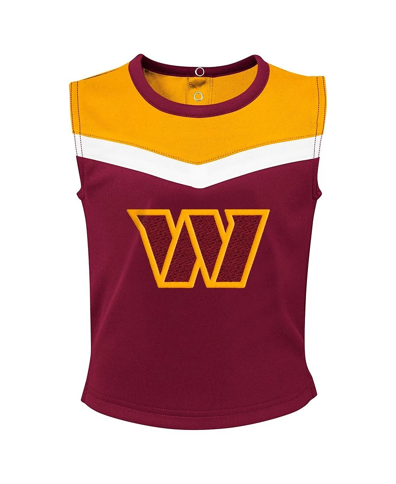 Outerstuff Girls Toddler Burgundy Washington Commanders Three-Piece Spirit Cheer Cheerleader Set