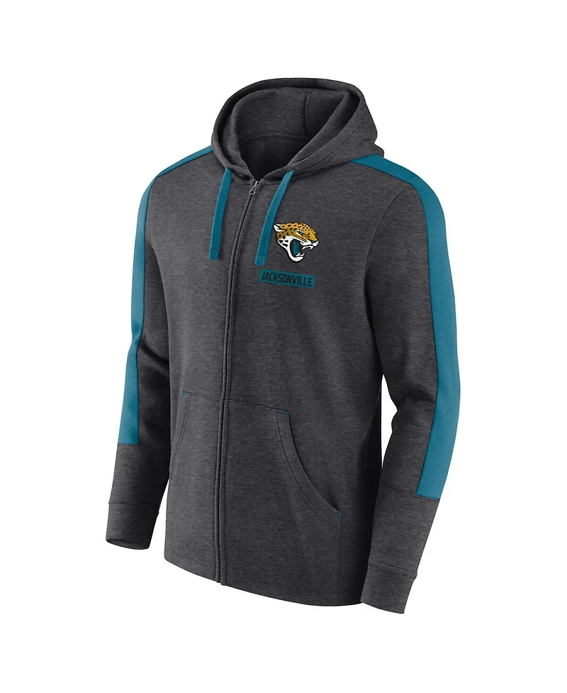 Fanatics Men's Heather Charcoal Jacksonville Jaguars Gains Full-Zip Hoodie