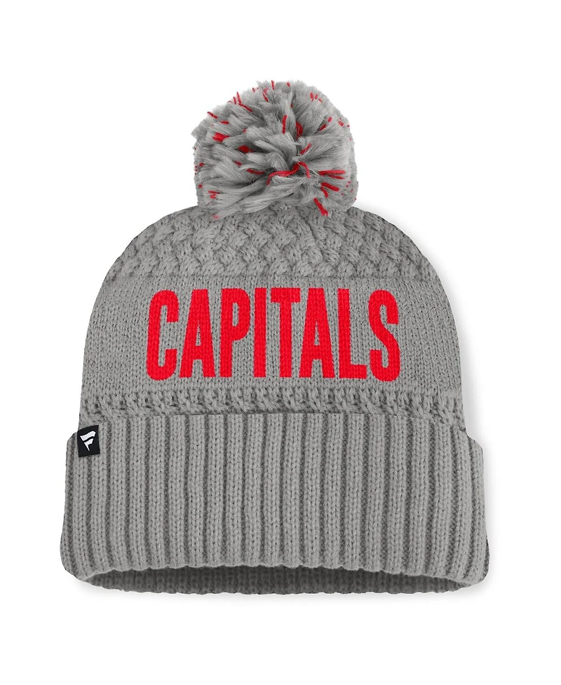 Fanatics Women's Gray Washington Capitals Heritage Tilly Cuffed Knit Hat with Pom