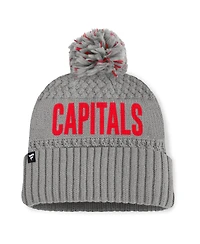 Fanatics Women's Gray Washington Capitals Heritage Tilly Cuffed Knit Hat with Pom