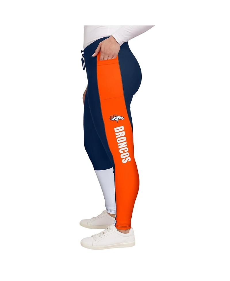 Wear by Erin Andrews Women's Navy/Orange Denver Broncos Color-Block Leggings