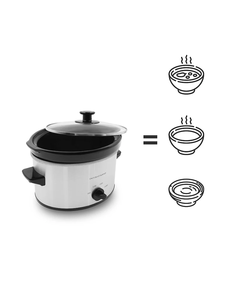 Elite Cuisine 2 Quart Oval Stainless Steel Slow Cooker