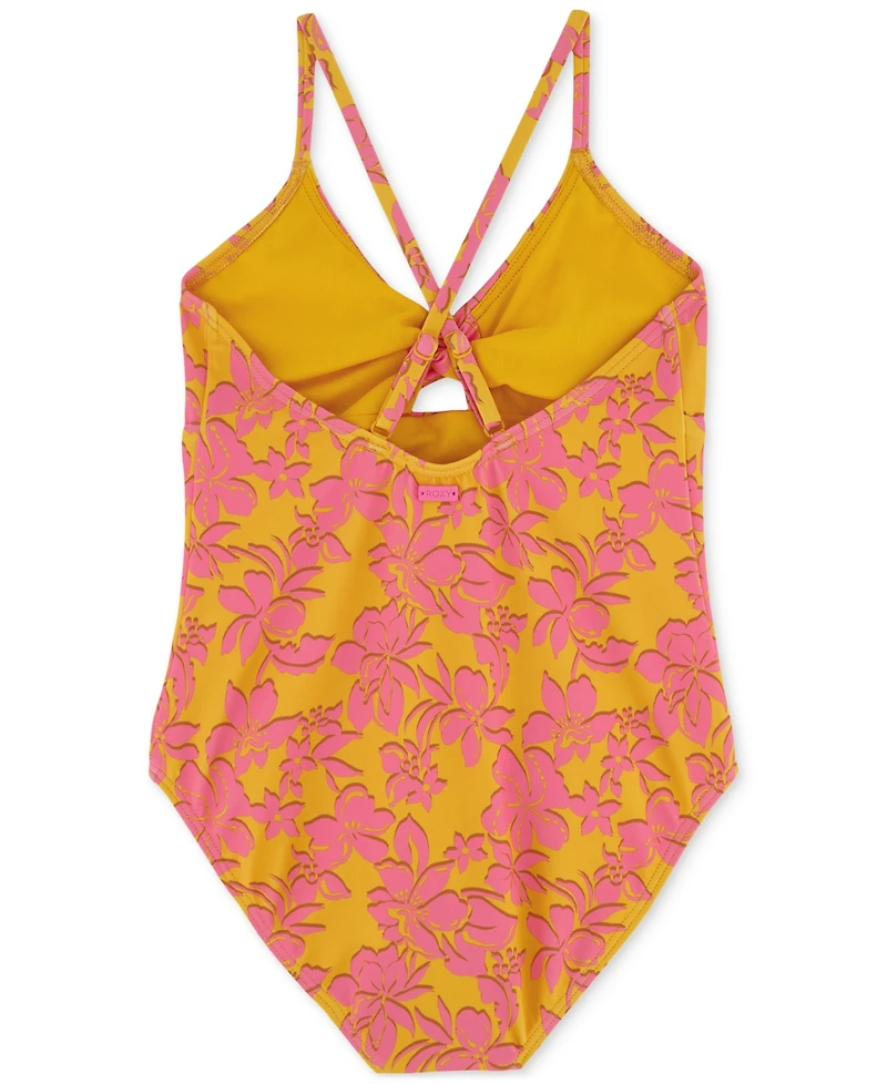Roxy Big Girls Island Time Twist-Front One-Piece Swimsuit