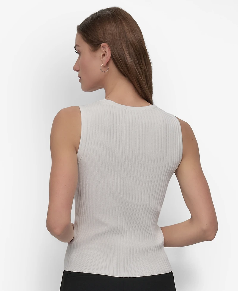 Dkny Women's Ribbed Sleeveless Crewneck Sweater