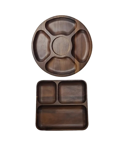 BergHOFF Acacia Wood 2-Pc. Divided Tray and Serving Platter Set