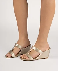 Journee Collection Women's Clodie T Strap Dress Wedge Sandals