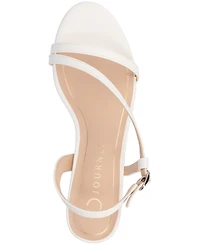 Journee Collection Women's Jemry Asymmetrical Strap Kitten Heel Dress Sandals
