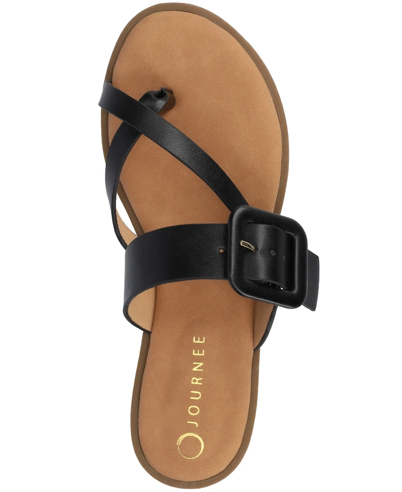 Journee Collection Women's Layra Strappy Buckle Flat Sandals