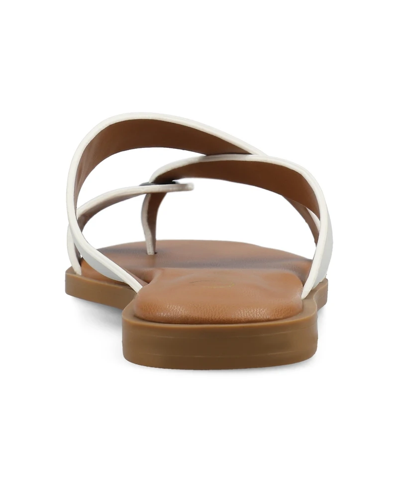 Journee Collection Women's Prizzie Toe Ring Strappy Flat Sandals