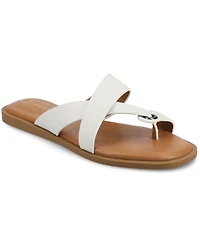Journee Collection Women's Prizzie Toe Ring Strappy Flat Sandals