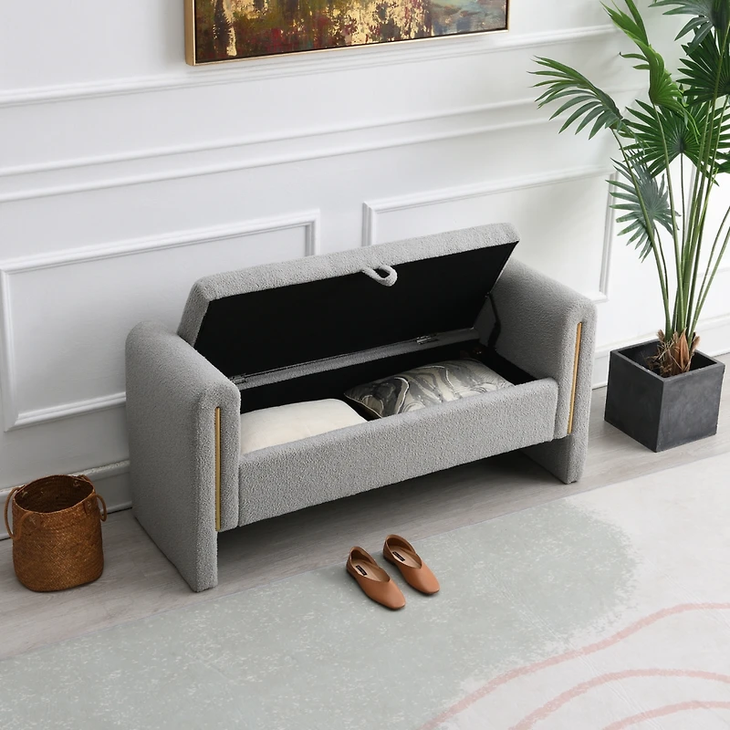 Streamdale Modern Teddy Bench with Storage and Arms