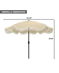 9 Ft. Bohemian Fringed Patio Market Umbrella