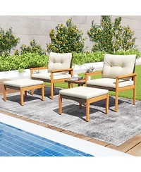 5 Piece Rattan Furniture Set with Square Coffee Table
