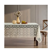 Hlc.me Isabella Floral Lace Fabric Tablecloth, Lace Fabric Table Cloth for Rectangle Tables, Wrinkle Resistant Tablecloth