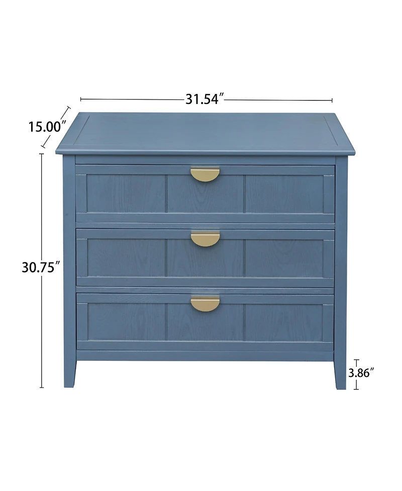 3 Drawer Cabinet Storage Cabinet with Drawers Modern Sideboard Buffet Cabinet Entryway Cabinet for Living Room Dressers Chest of Drawers, Blue