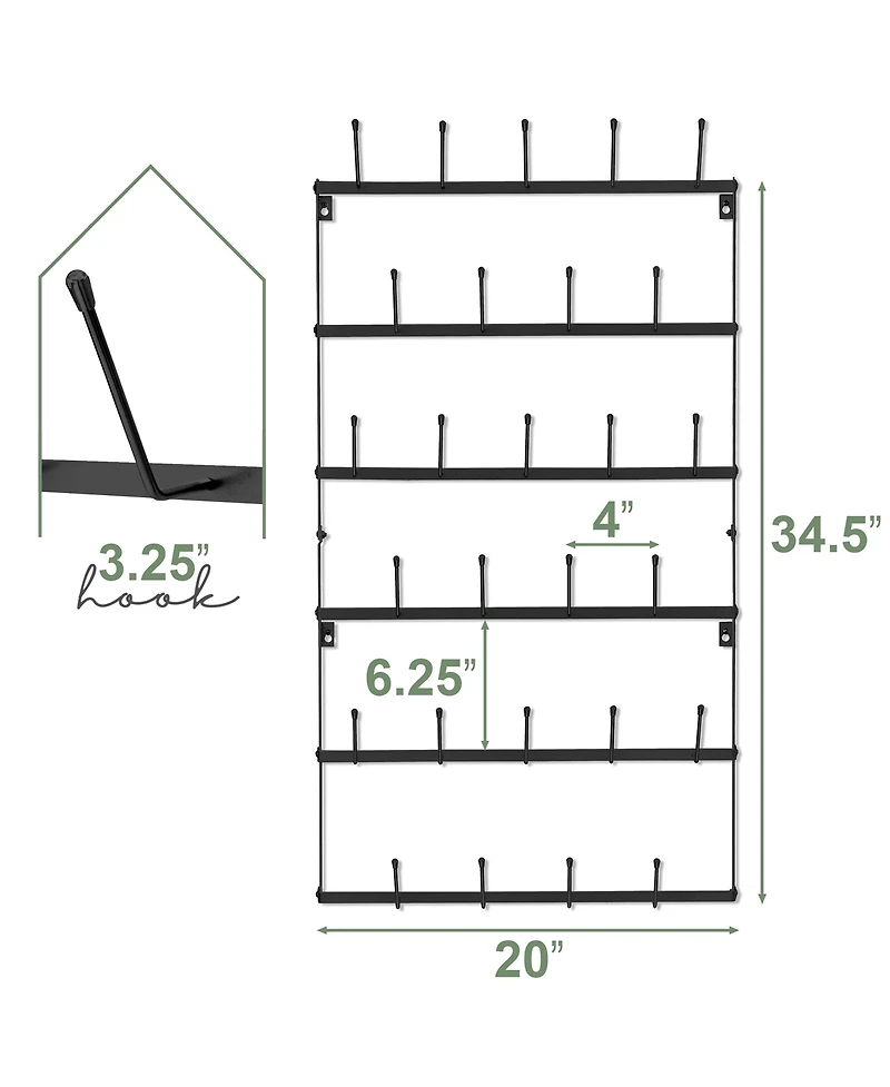 Sorbus 6-Tier Wall Mounted Metal Mug Holder Rack - Display Organizer for Coffee Mugs, Tea Cups, Mason Jars, and More - Holds 27 Mugs
