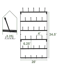 Sorbus 6-Tier Wall Mounted Metal Mug Holder Rack - Display Organizer for Coffee Mugs, Tea Cups, Mason Jars, and More - Holds 27 Mugs