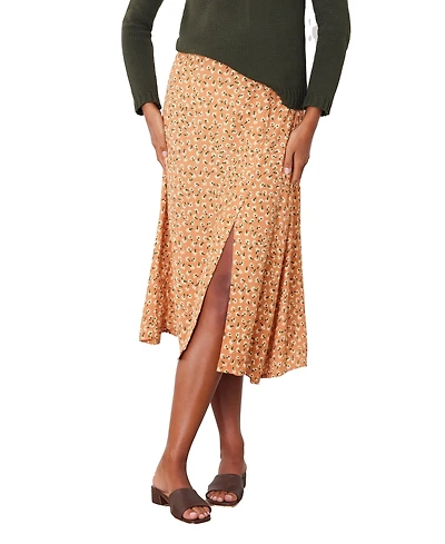 Paneros Clothing Women s Floral Printed Avery Midi Skirt Chai Ditsy