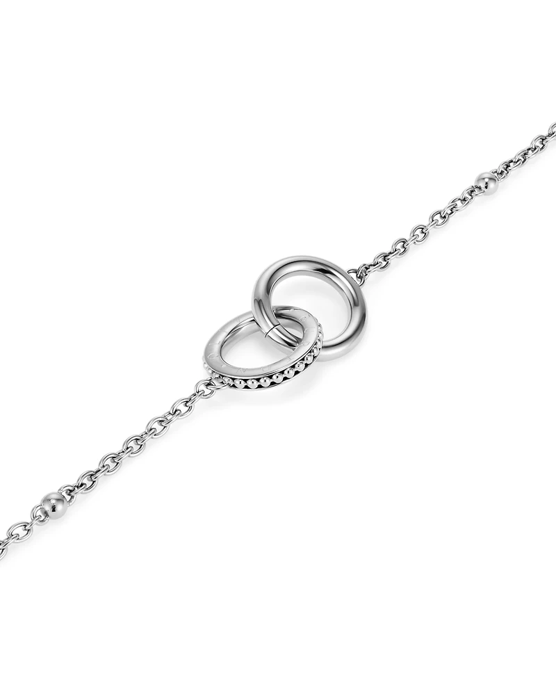 Olivia Burton Women's Amity Interlock Silver Tone Stainless Steel Bracelet