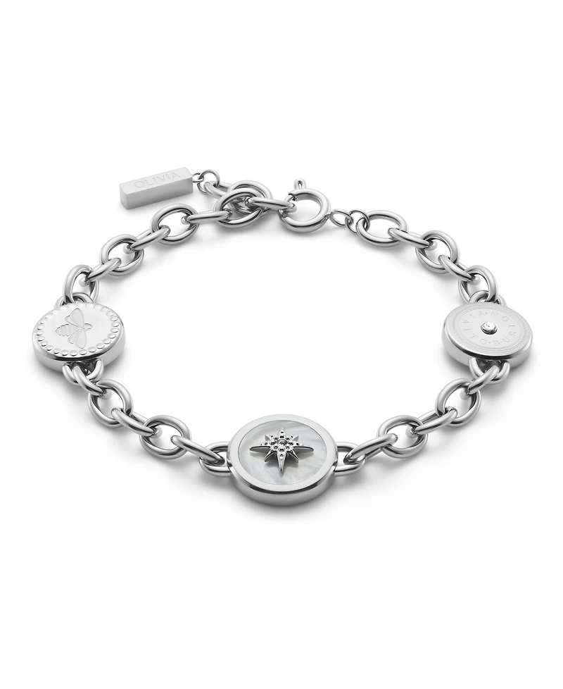 Olivia Burton Signature Charms Silver Tone Bracelet