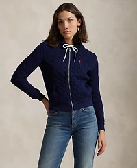 Polo Ralph Lauren Women's Cable-Knit Cotton Full-Zip Hoodie Sweater