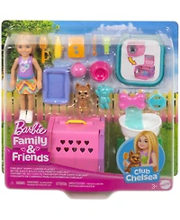 Barbie Chelsea Puppy Carrier Playset, Small Doll and Dog Carrier with Puppy Accessories