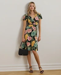 Lauren Ralph Lauren Women's Floral Stretch Jersey Surplice Dress