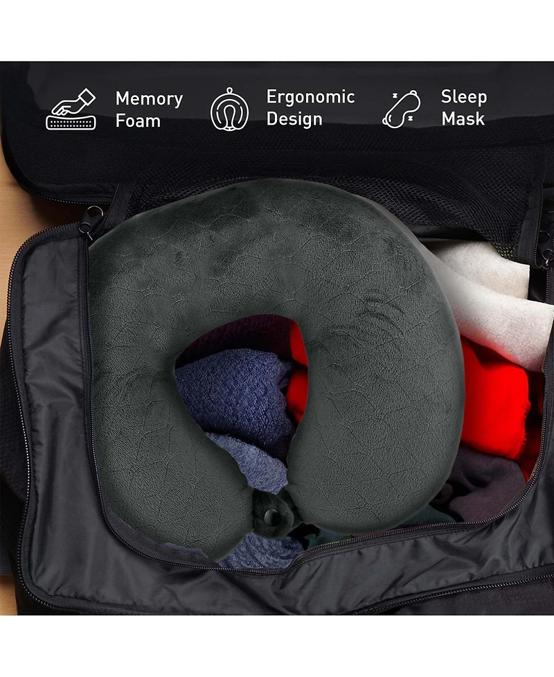 Mindful Traveler Bundle: Memory Foam Travel Pillow with Sleep Mask & Purtag Tracker