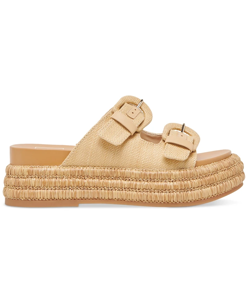 Dolce Vita Women's Witny Double-Buckle Raffia Platform Footbed Sandals
