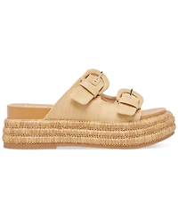 Dolce Vita Women's Witny Double-Buckle Raffia Platform Footbed Sandals