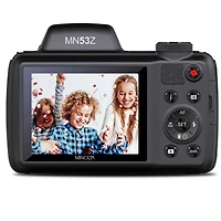 Minolta MN53Z 16MP Fhd Wi-Fi Bridge Camera with 53x Optical Zoom, Black