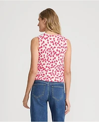 Lands' End Women's Fine Gauge Eyelash Printed Sleeveless Sweater - Set Top