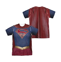 Supergirl Mens Uniform (Front/Back Print) Short Sleeve Adult Poly Crew Tee / T-Shirt