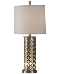 StyleCraft Brush Steel with Night Light Traditional Metal Table Lamp